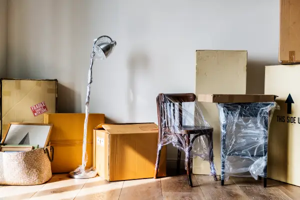 Furniture packed away
